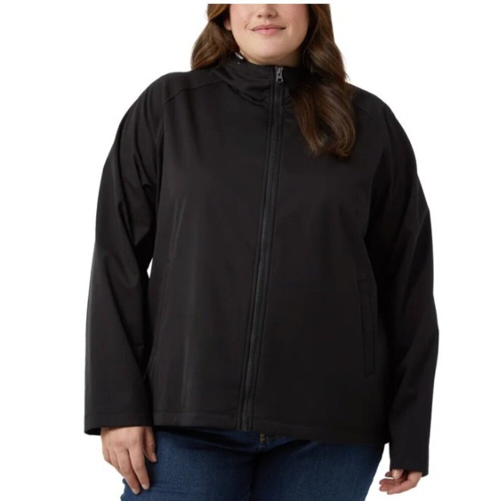 32 Degrees Heat Womens Black Full-Zip Hooded Softshell Jacket XL a1680 - Picture 2 of 8